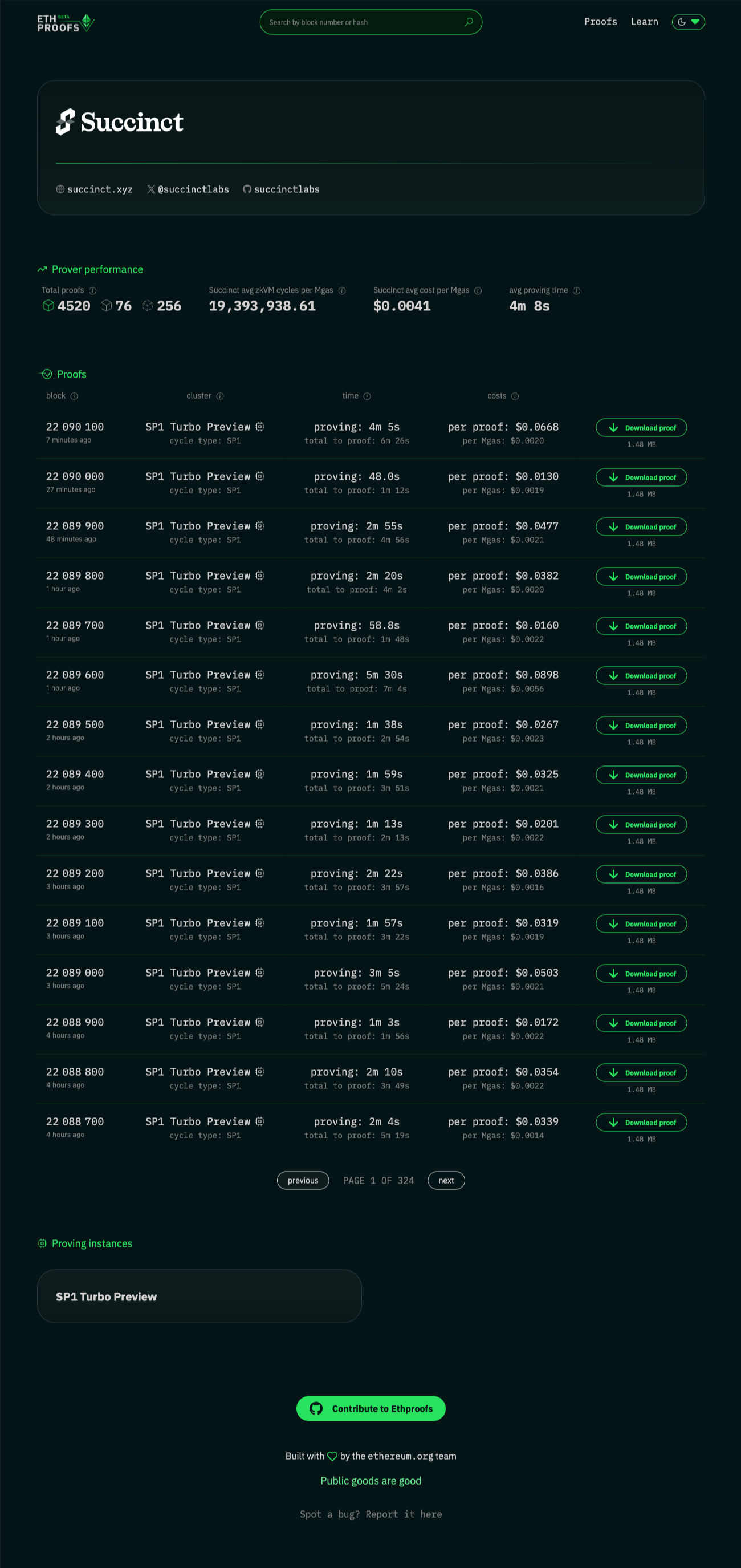 ETHproofs application