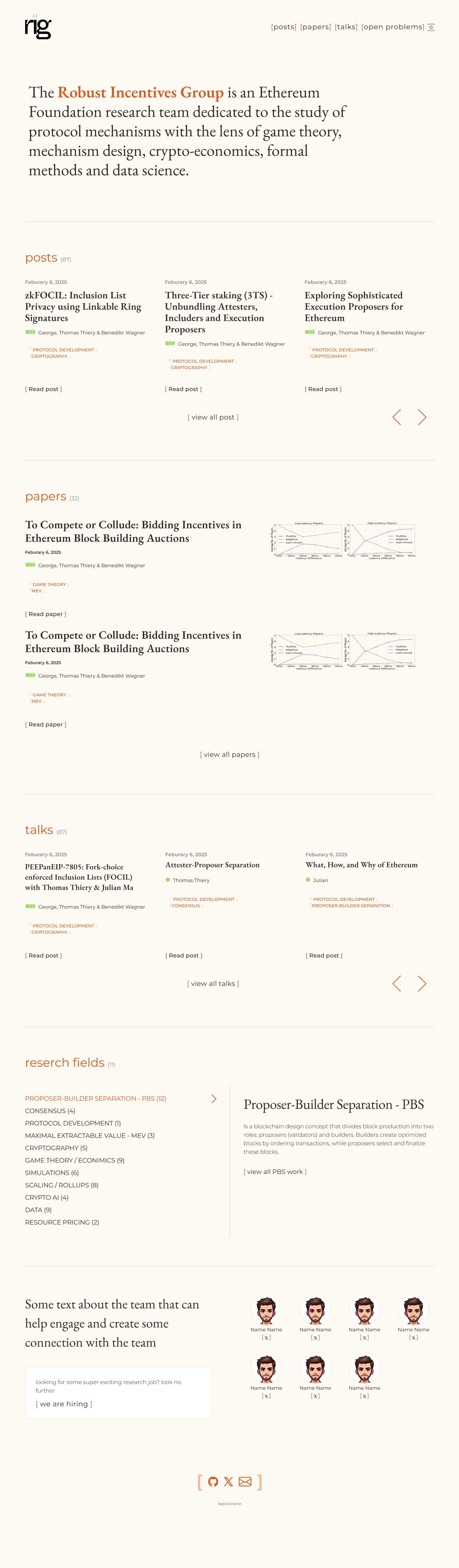 Robust Incentive Group website (RIG)