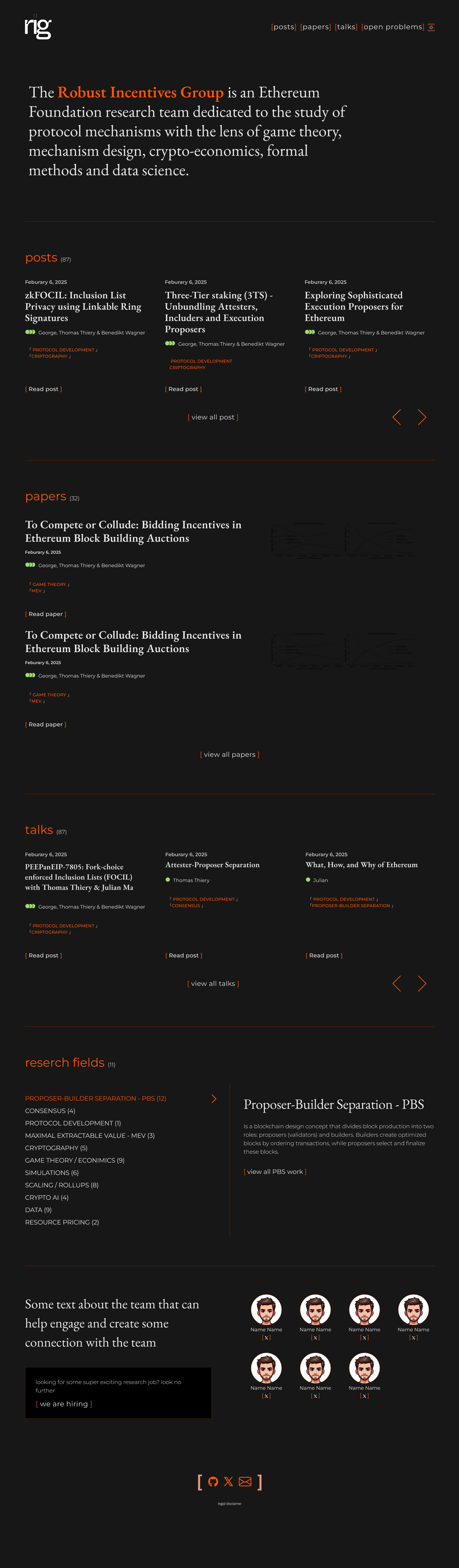 Robust Incentive Group website (RIG)
