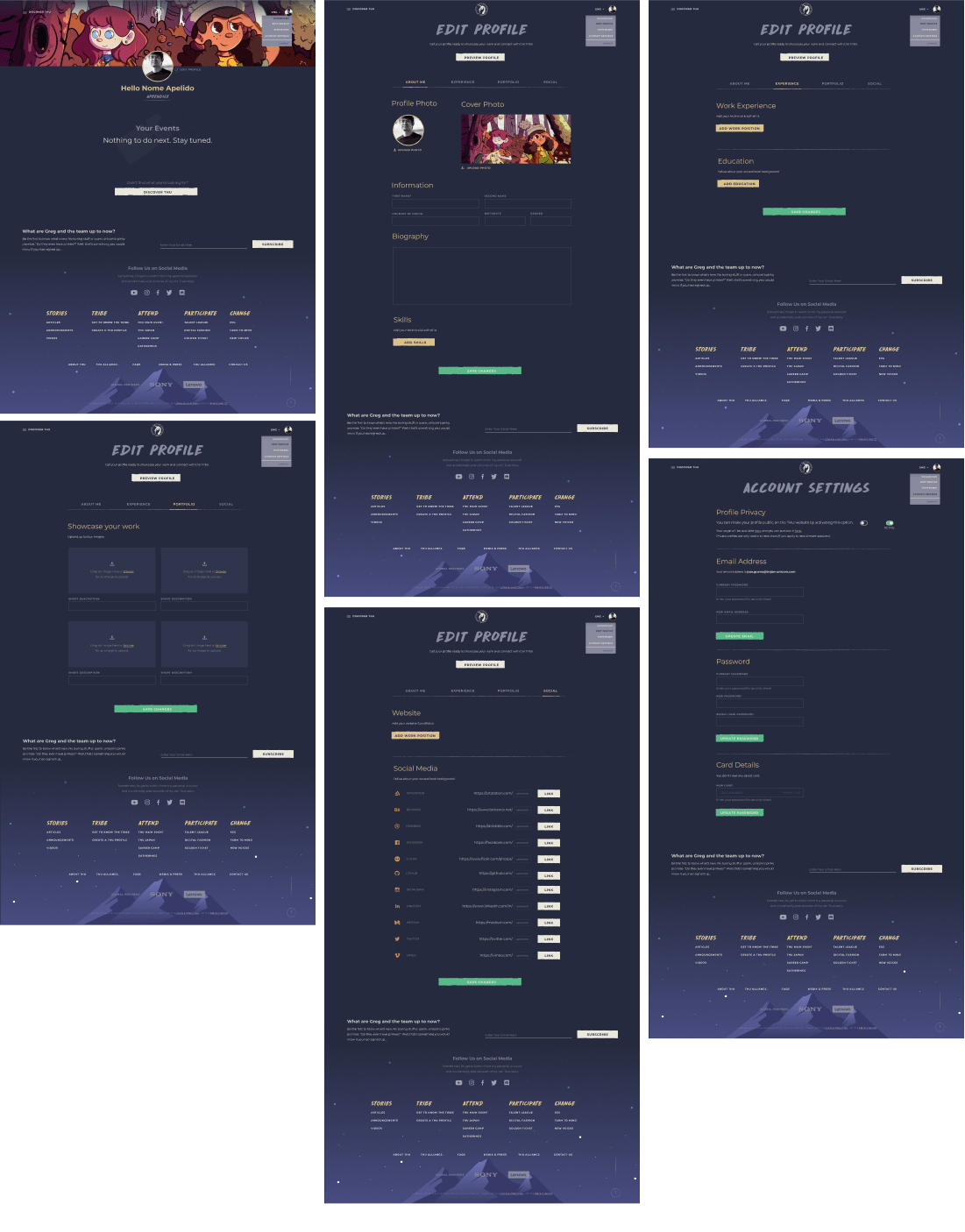 THU website dashboard